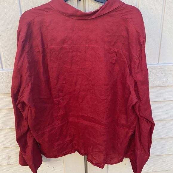 AK Anne Klein Burgundy Button Down Linen Blouse 18 - Picture 11 of 12